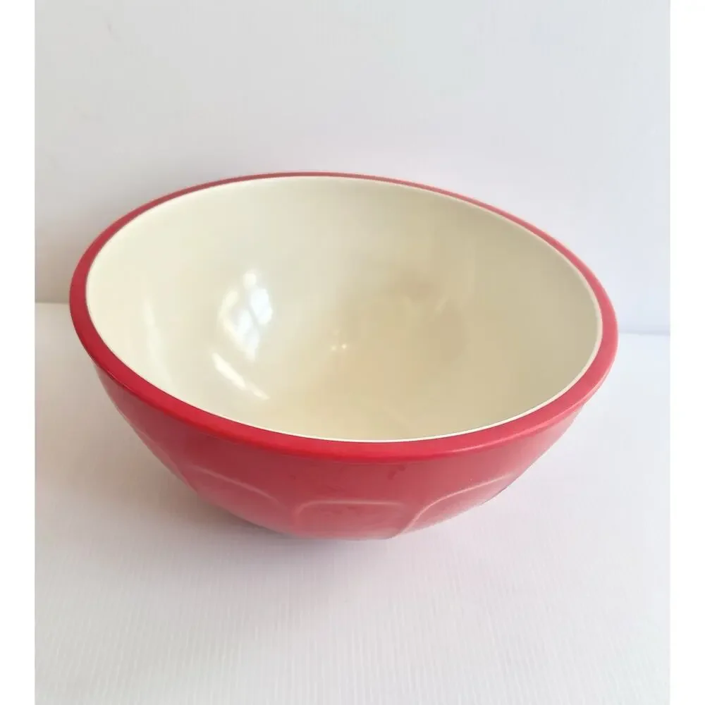 William Sonoma Set 3 Melamine Nesting Mixing Bowls Red Christmas Ribbed FLUTED